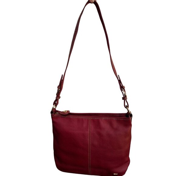The Sak Red Leather Shoulder Purse With Adjustable Strap/Pre-Owned In Very Good - Picture 1 of 13